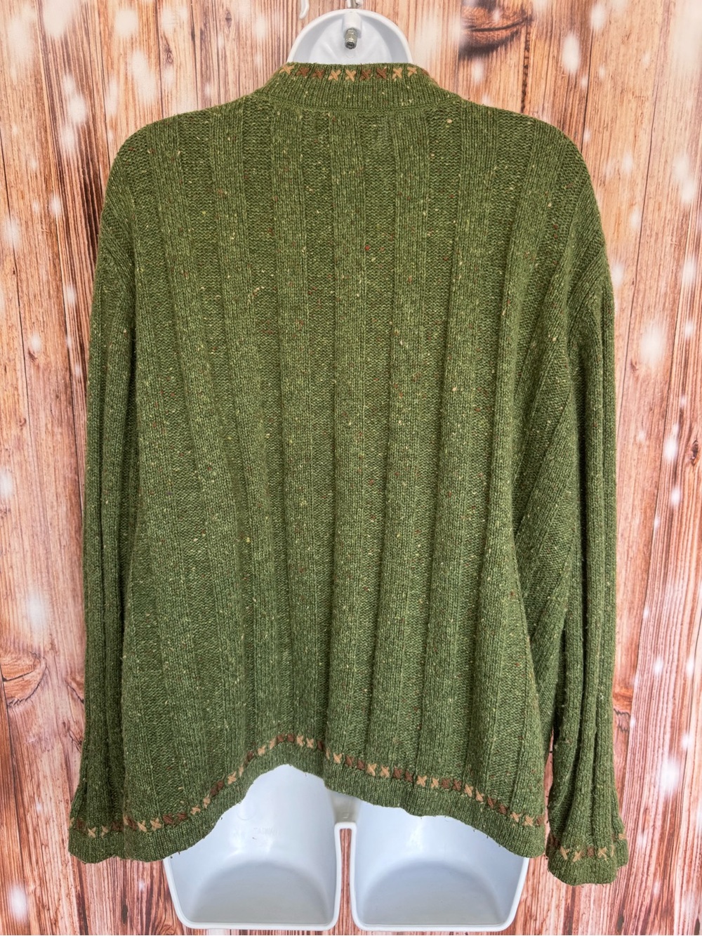 Woolrich Wool Blend Moss Heather Green Quarter Zip Knit Sweater - Picture 9 of 9